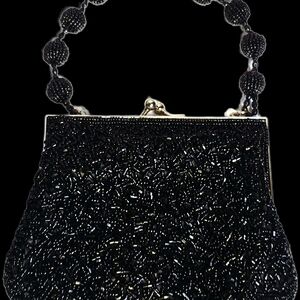 Elegant Black Beaded Women's Handbag